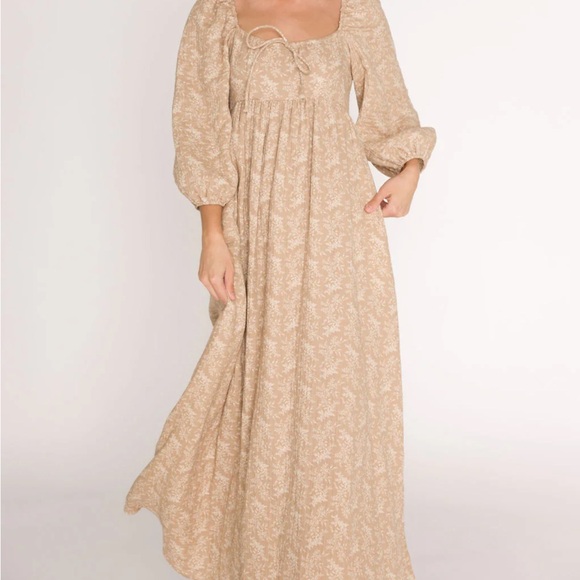 Worth Collective Dresses & Skirts - Chic Beige Floral Maxi Dress